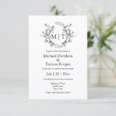 botanisch monogram klassieke typografie bruiloft kaart (Staand voorkant)