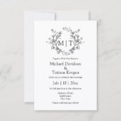botanisch monogram klassieke typografie bruiloft kaart (Voorkant)