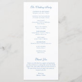 Botanisch Monogram Krans Royal Blue Program Kaart (Achterkant)