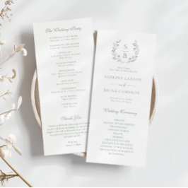 Botanisch Monogram Krans Sage Groen Programma Kaar