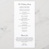 Botanisch Monogram Krans Zwart Wit Programma Kaart (Achterkant)