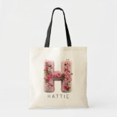 Botanisch Monogram Meisjesuitje Naam op Maat Tote Bag (Voorkant)