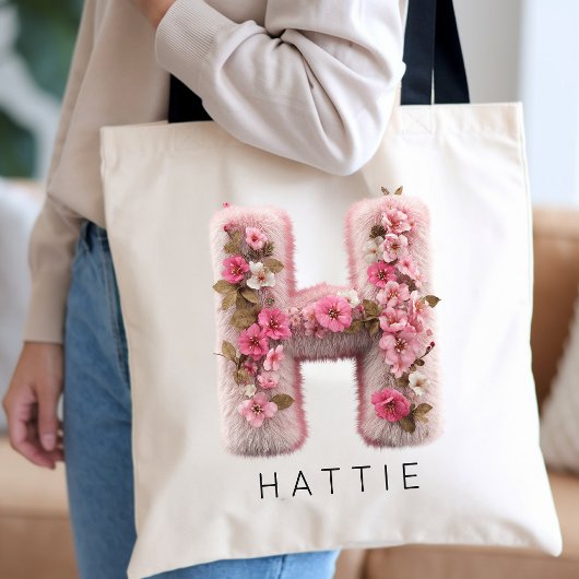 Botanisch Monogram Meisjesuitje Naam op Maat Tote Bag
