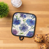 Botanisch Monogram paarse blauwe korenbloemen Pannenlap (Top down)
