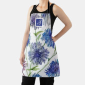 Botanisch Monogram paarse blauwe korenbloemen Schort (Insitu)