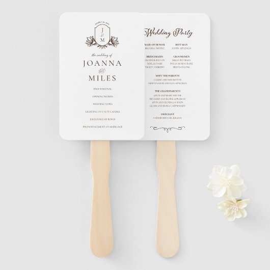  botanisch monogram programma Handje Fan Handwaaier (Voorkant en achterkant)