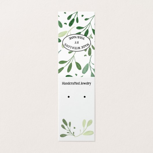 Botanisch Motief Verticale Vouw-over Oorbel Kaart Visitekaartje (Buitenkant ongevouwen)