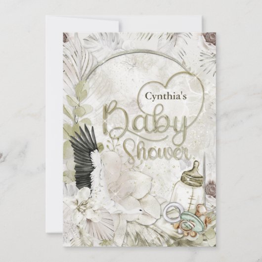 Botanisch natuurlijk Baby shower Kaart (Achterkant)