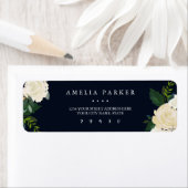 Botanisch Navy Modern Adreslabel Etiket (Insitu)