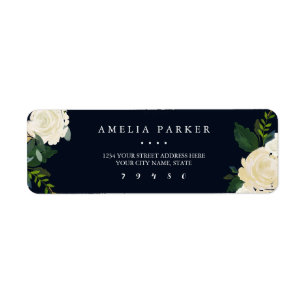 Botanisch Navy Modern Adreslabel Etiket