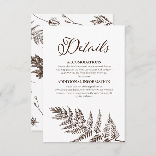 botanisch neutraal sepia bruin informatiekaartje (Voorkant / Achterkant)