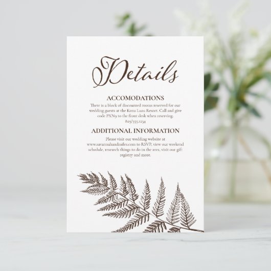 botanisch neutraal sepia bruin informatiekaartje (Staand voorkant)