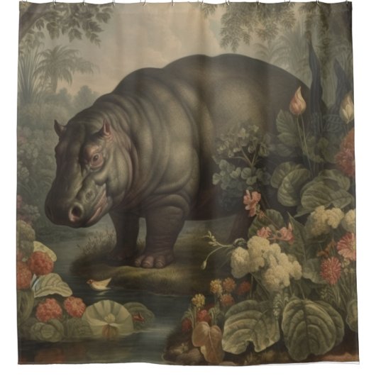  botanisch nijlpaard douchegordijn (Voorkant)