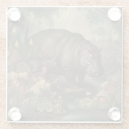  botanisch nijlpaard glazen onderzetter (Achterkant)
