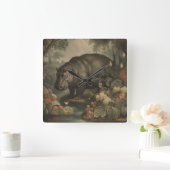  botanisch nijlpaard vierkante klok (Huis)