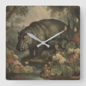  botanisch nijlpaard vierkante klok (Voorkant)