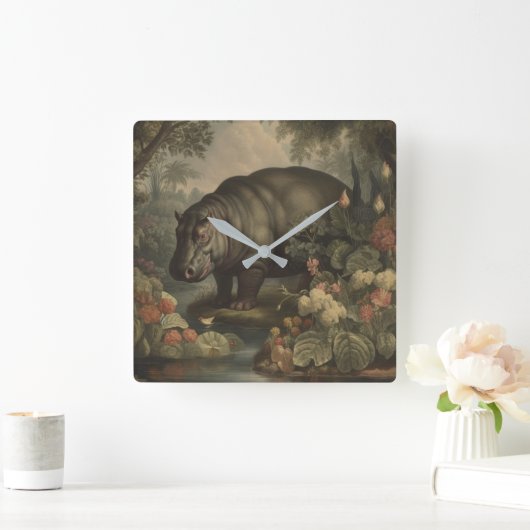  botanisch nijlpaard vierkante klok (Huis)