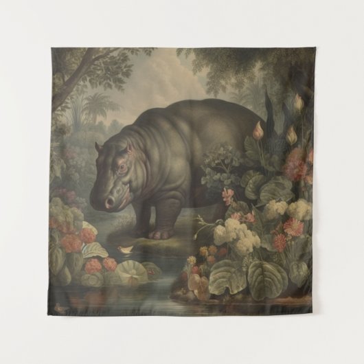  botanisch nijlpaard wandkleed (Voorkant)