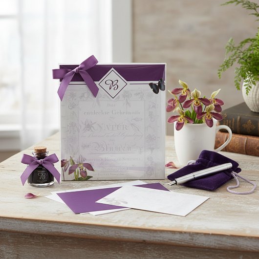 botanisch notitieblok van orchidee en vlinder