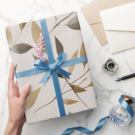 Botanisch olijfblad beige bloempatroon cadeaupapier