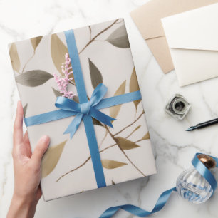 Botanisch olijfblad beige bloempatroon cadeaupapier