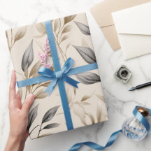 Botanisch olijfblad beige bloempatroon