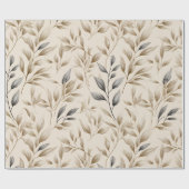 Botanisch olijfblad beige bloempatroon cadeaupapier (Vlak)