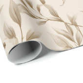 Botanisch olijfblad beige bloempatroon cadeaupapier (Rol Hoek)