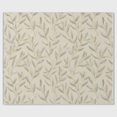 Botanisch olijfblad beige bloempatroon cadeaupapier (Vlak)