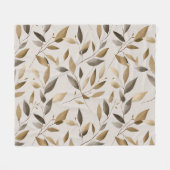Botanisch olijfblad beige bloempatroon fleece deken (Voorkant (Horizontaal))