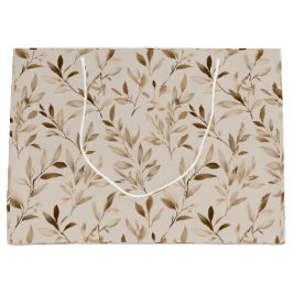 Botanisch olijfblad beige bloempatroon groot cadeauzakje