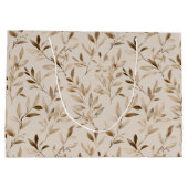 Botanisch olijfblad beige bloempatroon groot cadeauzakje (Achterkant)