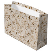Botanisch olijfblad beige bloempatroon groot cadeauzakje (Achterkant Gekanteld)