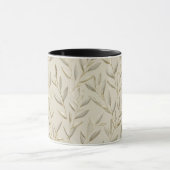 Botanisch olijfblad beige bloempatroon mok (Midden)
