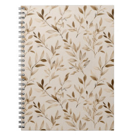Botanisch olijfblad beige bloempatroon notitieboek