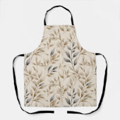 Botanisch olijfblad beige bloempatroon schort (Voorkant)