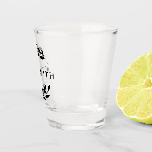 Botanisch olijftakmonogram shot glas (Rechts)