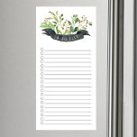 Botanisch om een lijst met magnetisch notebookjasj magnetisch notitieblok<br><div class="desc">Om een lijstontwerp te doen met waterverf groene bladeren met een zwarte bordbanner.</div>