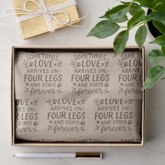 Botanisch ontwerp Pootafdrukken Haverbruine Typogr Tissuepapier (Geschenk)