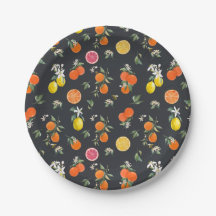 Botanisch Oranje en Citroen Patroon Donker