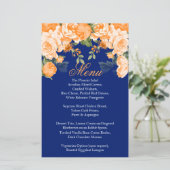 Botanisch Oranje en marineblauw huwelijk - Menu (Staand voorkant)