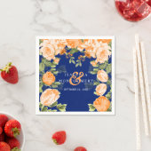 Botanisch Oranje en marineblauw huwelijk Servet (Insitu)