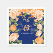 Botanisch Oranje en marineblauw huwelijk Servet (Voorkant)