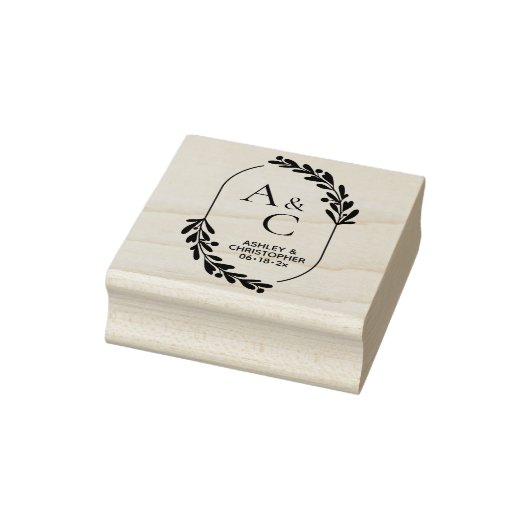 Botanisch Ovaal Monogram Rubber Stamp Rubberstempel (Stempel)