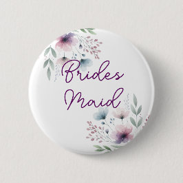 Botanisch Paars en Groen Bruidsmeisje Ronde Button 5,7 Cm