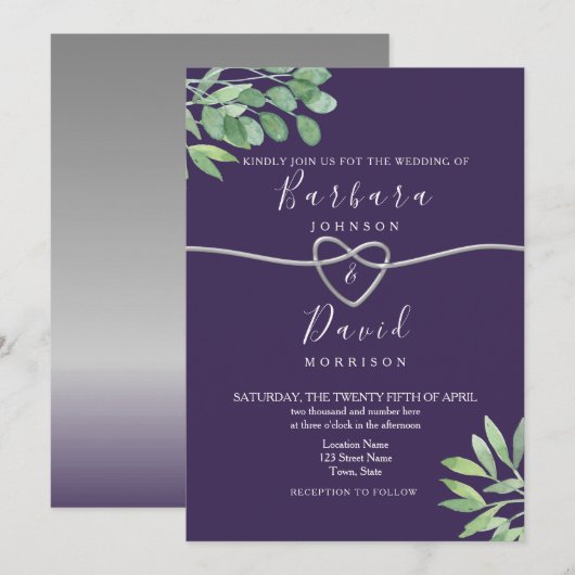 Botanisch Paars huwelijk Kaart (Voorkant / Achterkant)