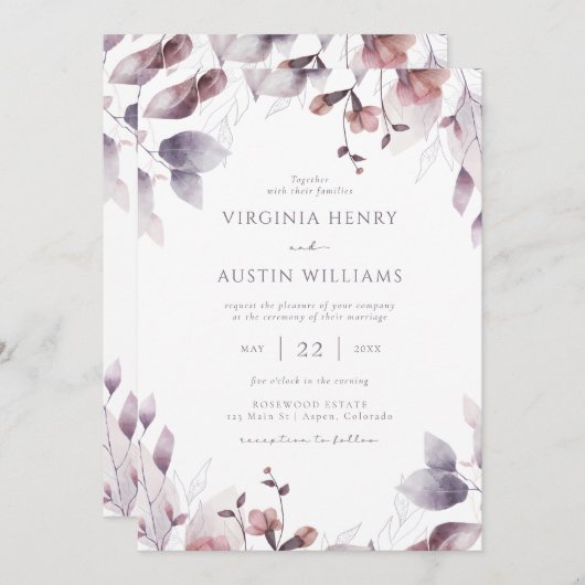 Botanisch Paars huwelijk Kaart (Voorkant / Achterkant)