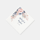Botanisch papier met roze blauwe flessenband servet (Hoek)