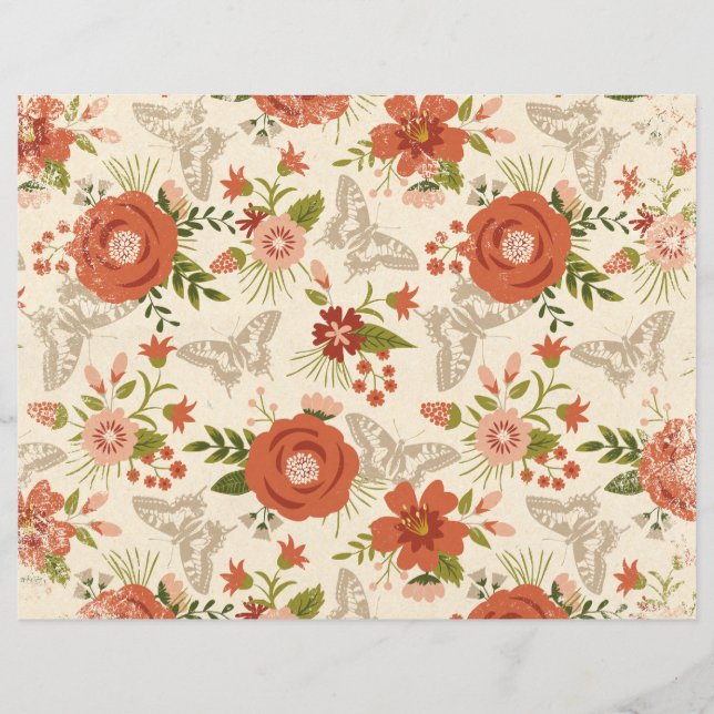 Botanisch papier voor flessenflesjes en vlinderblo (Voorkant)