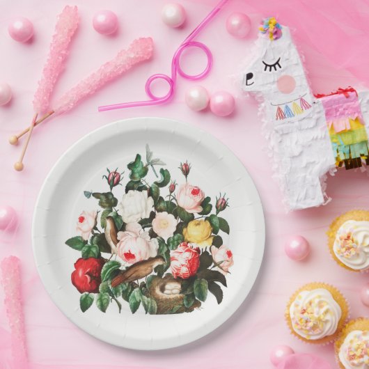  BOTANISCH PAPIERBORD MET VOGELNEST PAPIEREN BORDJE (Feest)